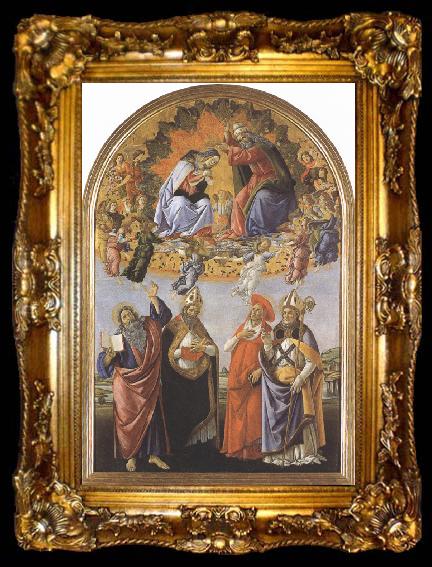 framed  Sandro Botticelli Coronation of the Virgin,with Sts john the Evangelist,Augustine,jerome and Eligius or San Marco Altarpiece (mk36), ta009-2